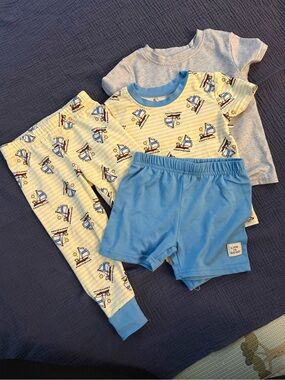 Life Is Good Yellow & Blue Sailboat Kids Pajama Set
